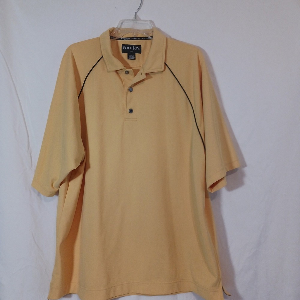 FootJoy Polo Shirt Mens XL Yellow Excellent Raglan Sleeve Golf Top